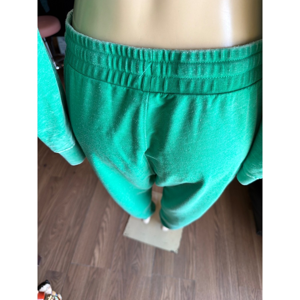 Green V-Neck Hoodie and Joggers 2 Piece Lounge Set Sweatsuit - Picture 12 of 12